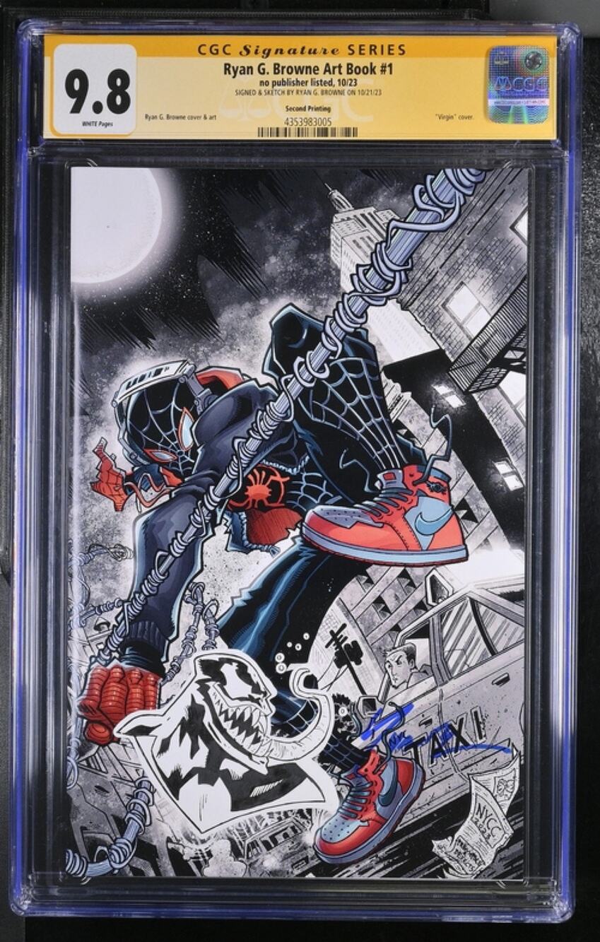Ryan G. Browne Art Book CGC 9.8 SS Sketch Miles Morales Venom Virgin